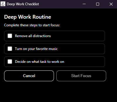 Deep Work - Checklist